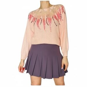 Vintage 80s Pink Sequin Silk Blend Sweater Top Retro Glam Party Wearable Art 💕✨